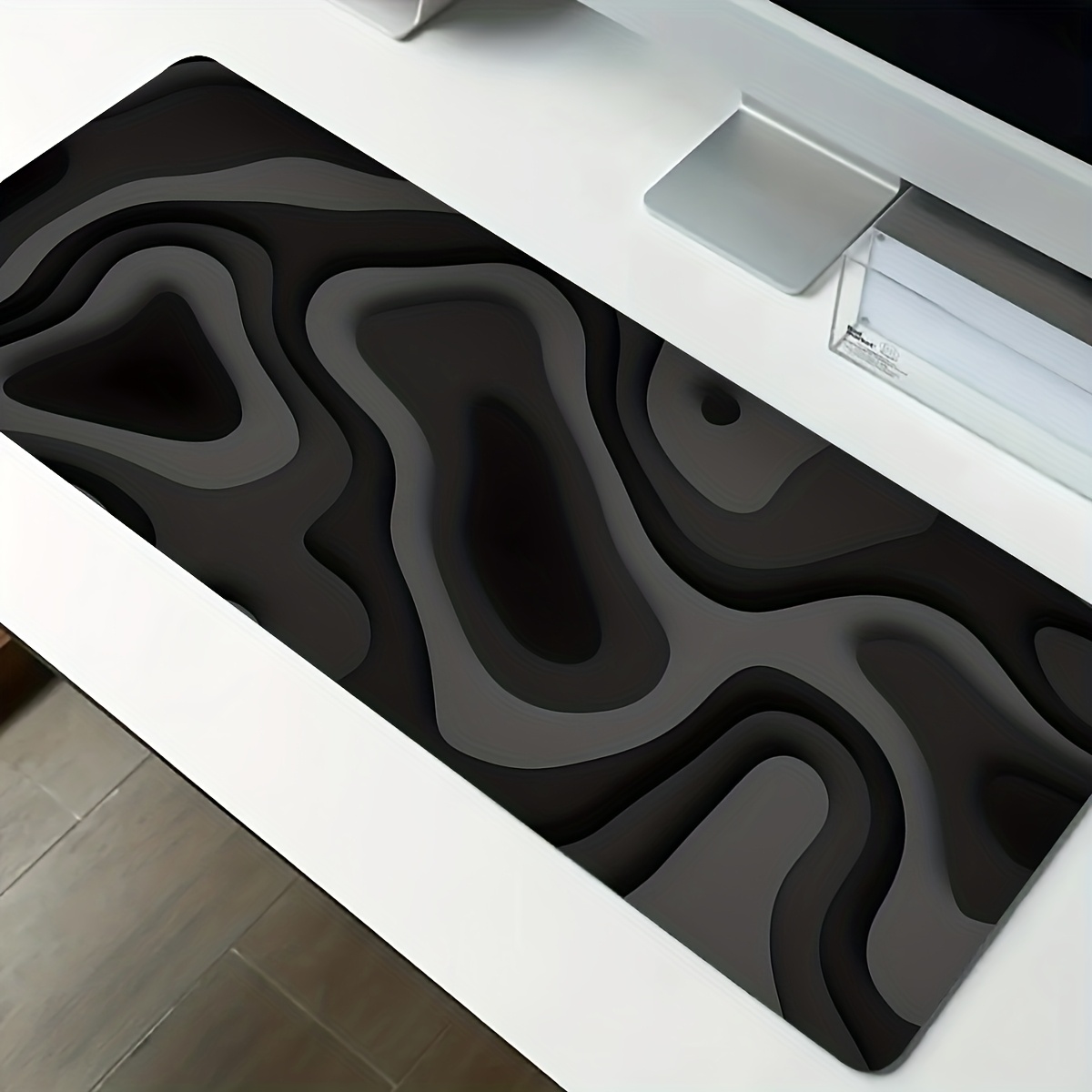 Gaming Keyboard High Ground - Black Gray Swirl Design Large Mouse