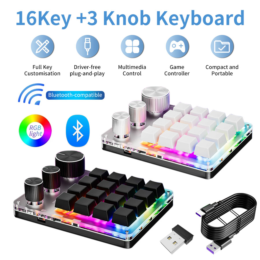 Gaming Keyboard Mini - RGB Wireless Bluetooth 3Modes Custom Programming