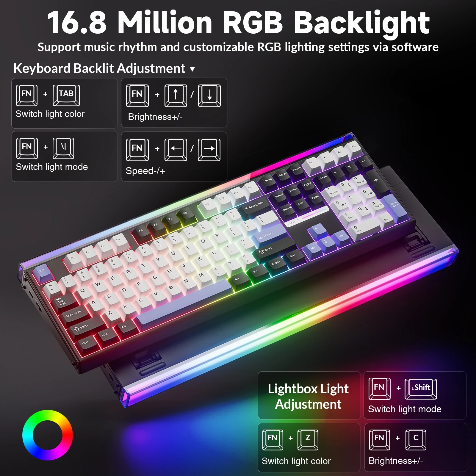 AULA H108 Tri‑Mode Mechanical  - Gaming Keyboard Hot Swappable 评论和价格