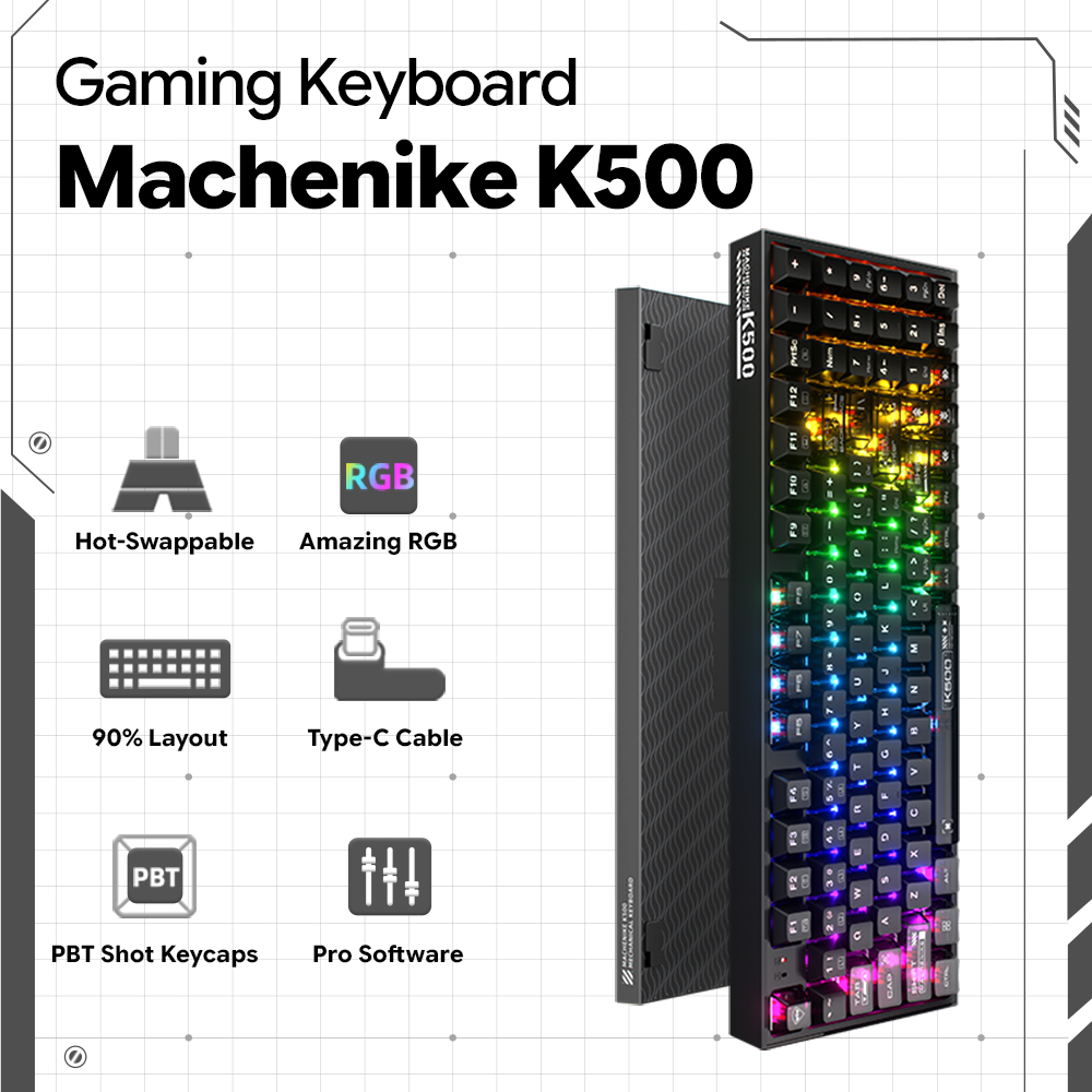 Machenike K500-B94 V2 Wired Me - Gaming Keyboard Hot Swappable 评论和价格