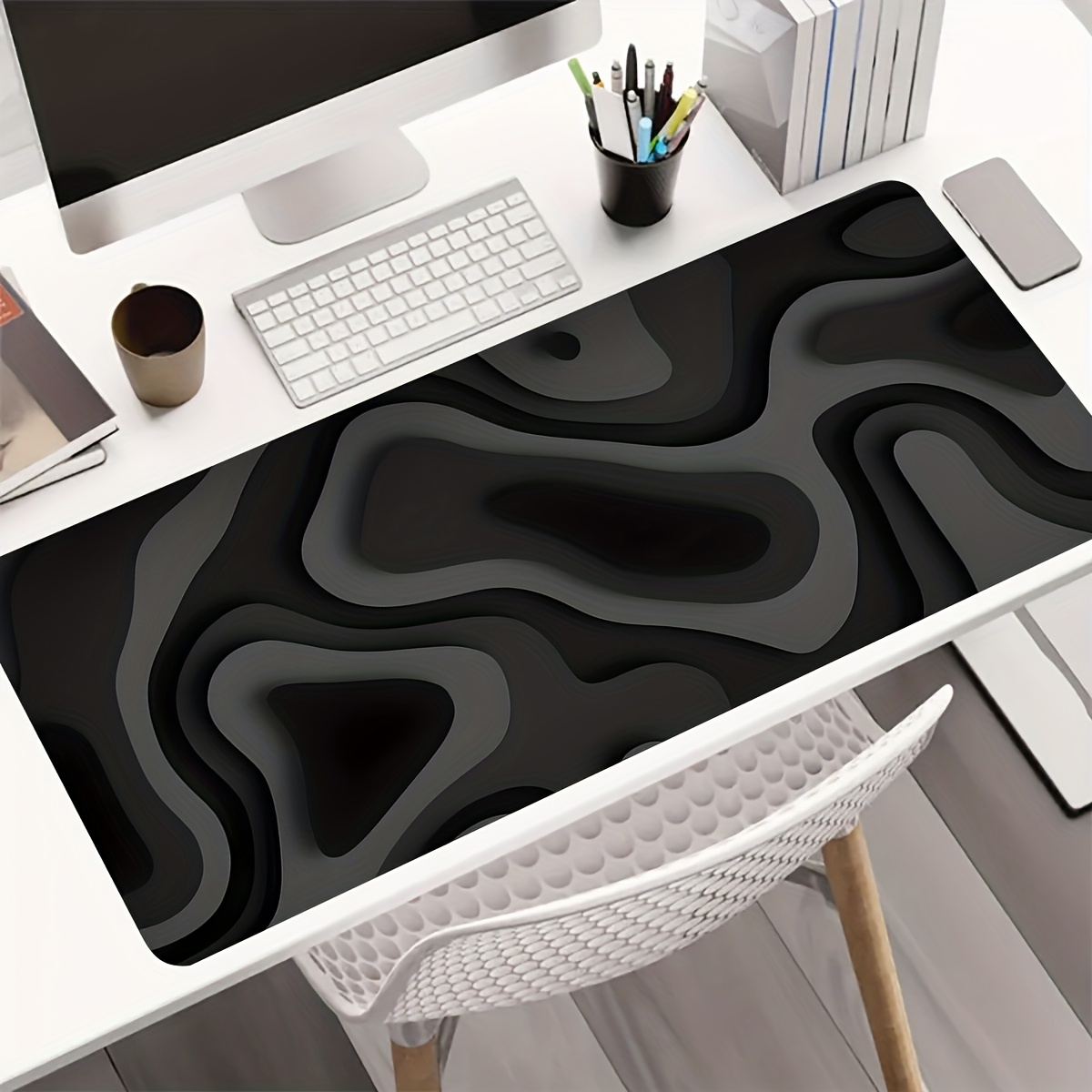 Black Gray Swirl Design Large  - Gaming Keyboard High Ground 评论和价格